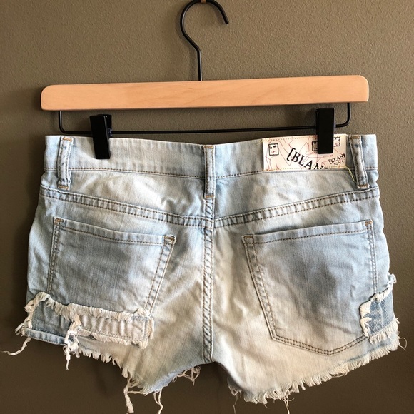 Sky Blue Bleached Wash Distressed Denim Shorts main image 0